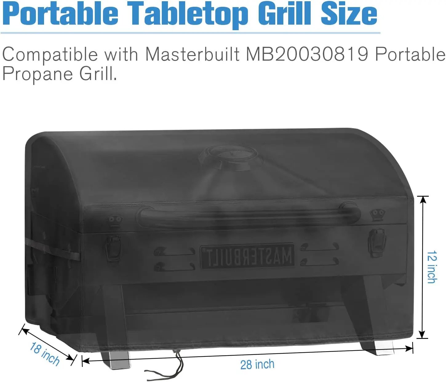 Grill Cover for Masterbuilt MB20030819 Portable Propane Gas Grill,Outdoor Waterproof Small Tabletop Grill Cover Heavy Duty Camping Table Top Grill Cover by GreenHaven Gardens
