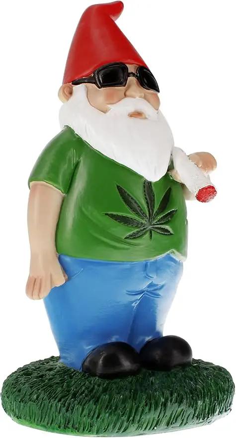 Gnometastic Gnomes Smoking Gnome, 8.5in, Hippie Gnome, Indoor Outdoor Funny Garden Gnomes Decoration for Yard, Planter, Lawn Ornament, Patio and Home Decor by GreenHaven Gardens
