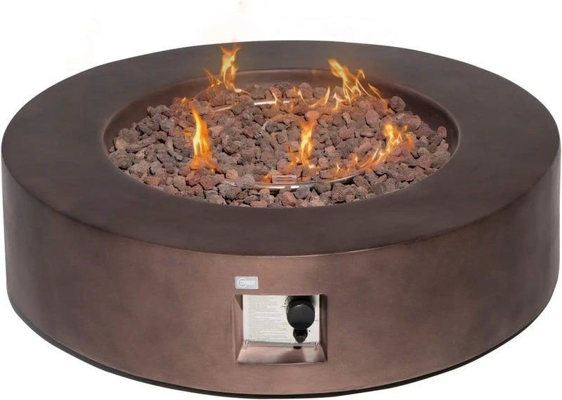 COSIEST Outdoor Propane Fire Pit Coffee Table w Dark Bronze 42 inch Round Base Patio Heater, CSA Certified, 50,000 BTU Stainless Steel Burner, Free Lava Rocks, Waterproof Cover by GreenHaven Gardens