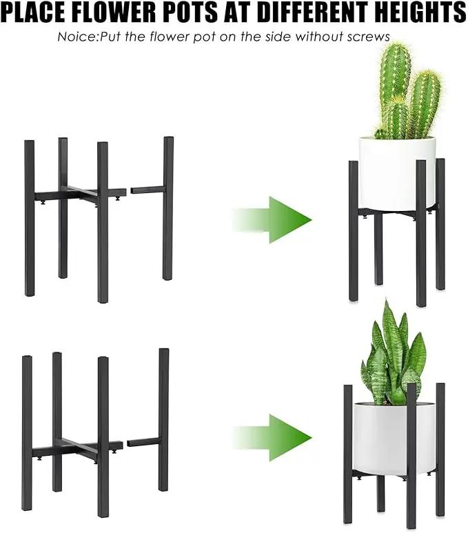 Adjustable Plant Stand, Metal Plant Holder, Modern Flower Pot Holder Rack, Display Flower Stand Holder, Expandable Plant Pot for Indoor Outdoor, Fit 8-12 in Plant Pots by GreenHaven Gardens