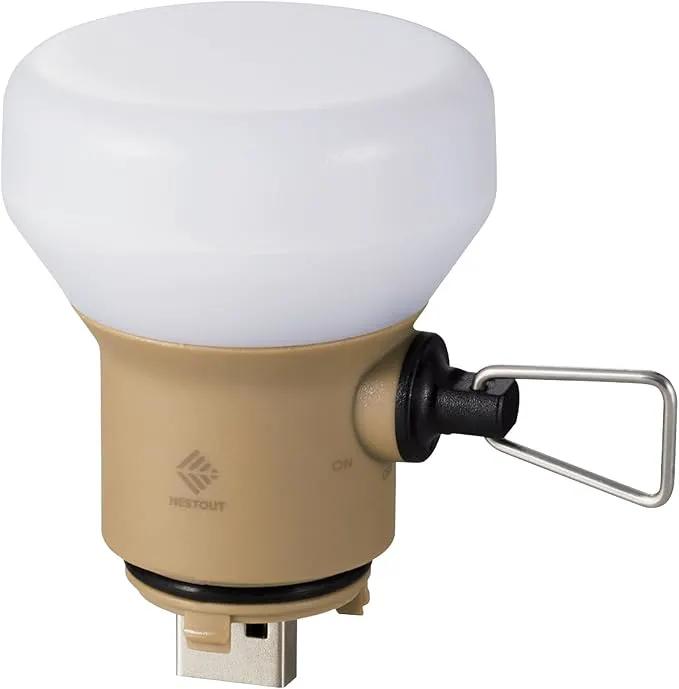 ELECOM NESTOUT Outdoor Camping LED Lantern w/ Mini Tripod, Dimmable USB Powered Soft LED Light, IP44 Water Dust Resistant, 10-350 Lumen, Portable Lamp for NESTOUT Power Bank, Beige (LAMP-1) by GreenHaven Gardens