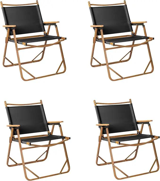 Outvita Portable Folding Camping Chair, 4pcs Ultralight Low Beach Chair, Durable Aluminum Frame Armchairs for Hiking Concert Fishing Picnic, Supports 229Lbs by GreenHaven Gardens