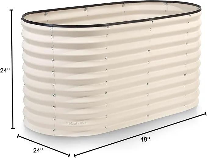 Galvanized Raised Garden Beds Outdoor // 4×2×2 ft Planter Raised Beds for Gardening, Vegetables, Flowers // Large Metal Garden Box (White) // Patented Tool-Free Design by GreenHaven Gardens