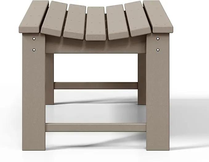 WestinTrends Malibu Outdoor Bench, All Weather Resistant Poly Lumber Backless Patio Garden Bench, Adirondack Curved Bench Seat for Comfort, Weatherwood by GreenHaven Gardens