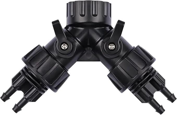 1/4 Inch Drip Irrigation Tubing to Faucet Adapter Connector, 2 Way Y Splitter for 3/4" Inch Garden Hose to 1/4 Inch Drip Irrigation Hose by GreenHaven Gardens