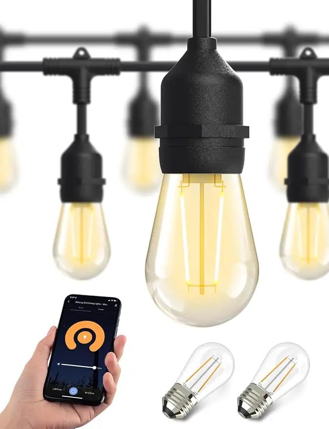 XMCOSY+ Smart Outdoor String Lights, 123Ft LED Patio Lights Waterproof IP65, App Control, Compatible with Alexa, Dimmable Edison Bulbs Outdoor Light for Yard Porch Bistro Outside by GreenHaven Gardens