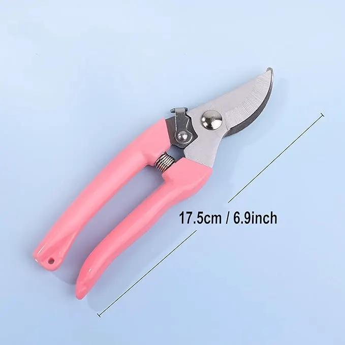 Garden Flower Shears Pruning Shears 6.9 inches Scissors Heavy Duty Plant Scissors for Cutting Flowers, Trimming Plants, Bonsai, Fruits Picking (Pink Handle 5pcs) by GreenHaven Gardens
