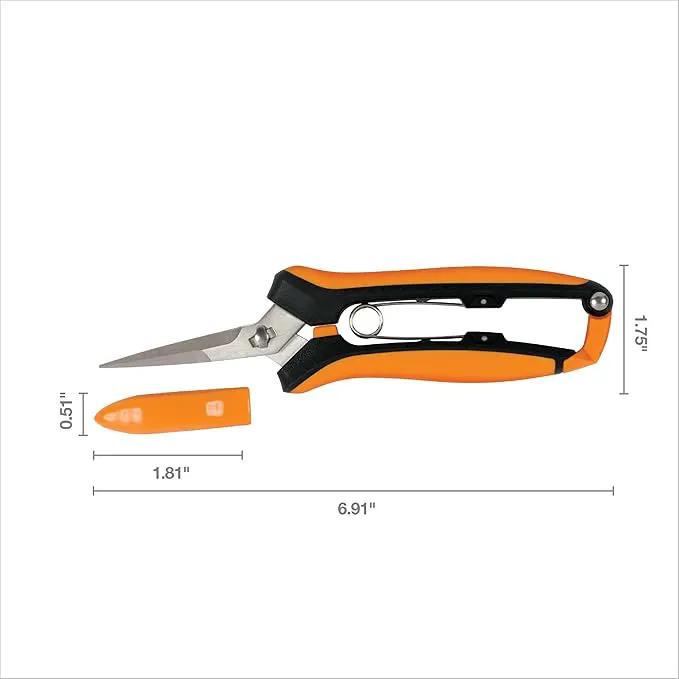 Fiskars Curved Micro-Tip Pruning Snips - 6" Garden Shears with Sheath and SoftGrip Handle - Yard and Garden Tools - Orange/Black by GreenHaven Gardens