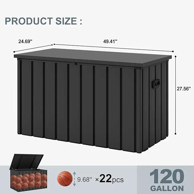 PURPLE LEAF Outdoor Deck Box 120 Gallon Waterproof Lockable Storage Box Container with Lid Deck Organization for Patio Cushions Side Table Pool Accessories Garden Tools, Gray by GreenHaven Gardens