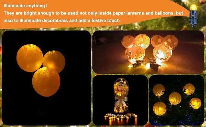 SumDirect Pack of 12 LED Mini Non-Blinking Lights for Paper Lanterns Balloons Floral Wedding Halloween Christmas Party Decoration Centerpieces (12, Orange Yellow) by GreenHaven Gardens