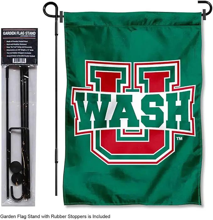 College Flags & Banners Co. Washington St. Louis Bears Dual Logo Garden Flag with Pole Stand Holder by GreenHaven Gardens