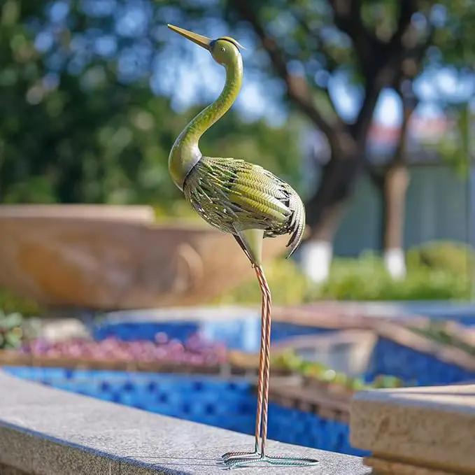 VEWOGARDEN Heron Outdoor Statues Metal Crane Garden Sculptures & Statues for Yard Lawn Patio Pool Outside Decorations, Green by GreenHaven Gardens