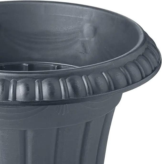 PL00GY Classic Traditional Plastic Urn Planter Indoor/Outdoor, 16" x 18", Gray by GreenHaven Gardens