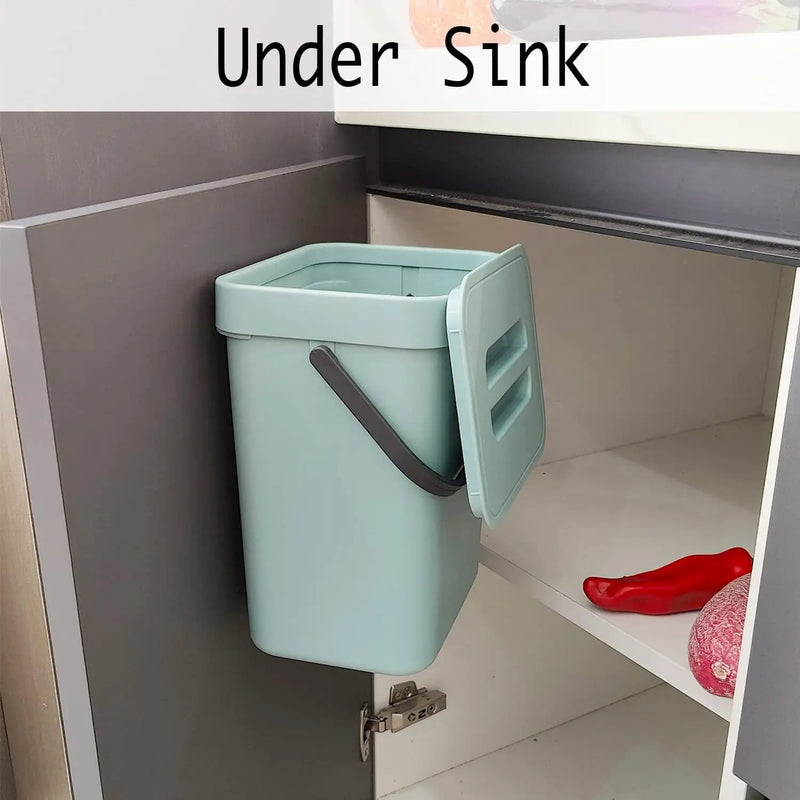 LALASTAR Small Trash Can with Lid, Compost Bin Indoor Kitchen Sealed Under Sink for Kitchen, Food Waste Bin for Countertop, Mountable Garbage Can for Bathroom, RV, 5L/1.3 Gal, Blue by GreenHaven Gardens