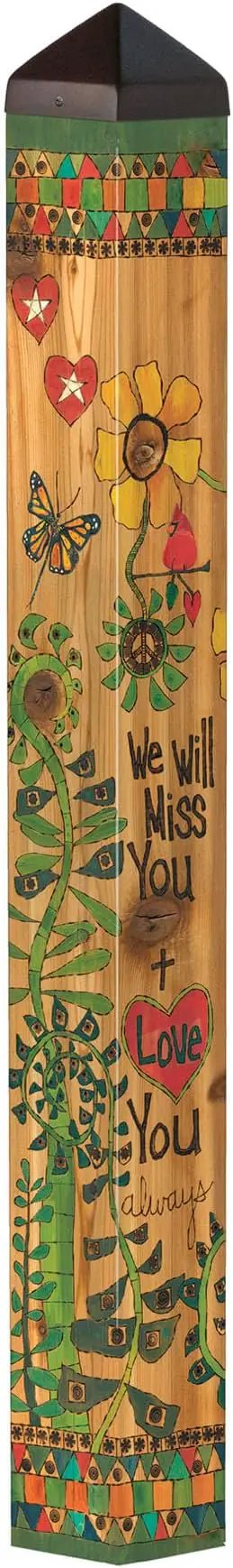 Studio M Art Pole, PVC Weather Resistant Pole with Vinyl Bowl 40 inches Tall Outdoor Decoration for Gardens, Patios, Yards, Landscaping and Birding Accessories, We Will Miss You by GreenHaven Gardens