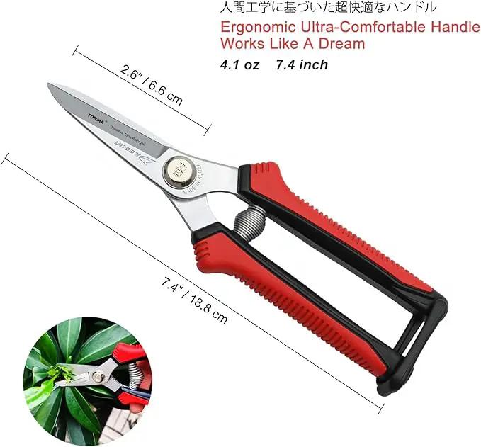 TONMA Pruning Scissors [Made in Korea] 7.5" Rugged yet Lightweight Pruning Shears for Gardening with Ergonomics Grip, Japanese Craft Hard Chrome Plated Sharp Stainless Steels Garden Snips by GreenHaven Gardens