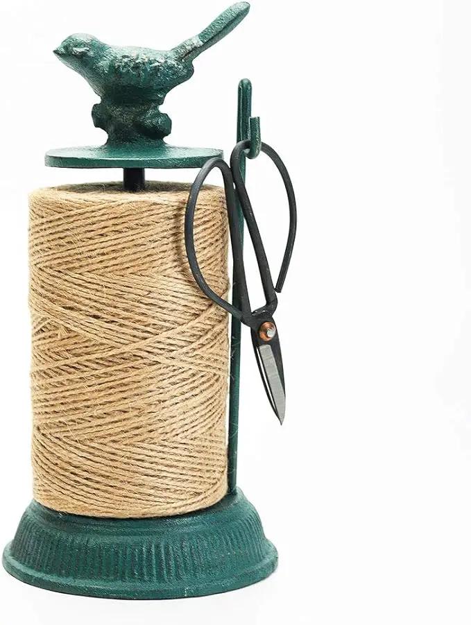 Sungmor Cast Iron Garden Twine Holder Set - 1300ft. Natural Jute Twine String & Rope Rack & Scissors - Decorative & Practical Home Arts Crafts Tools for Picture Display Gift Wrapping Packing Gardening by GreenHaven Gardens