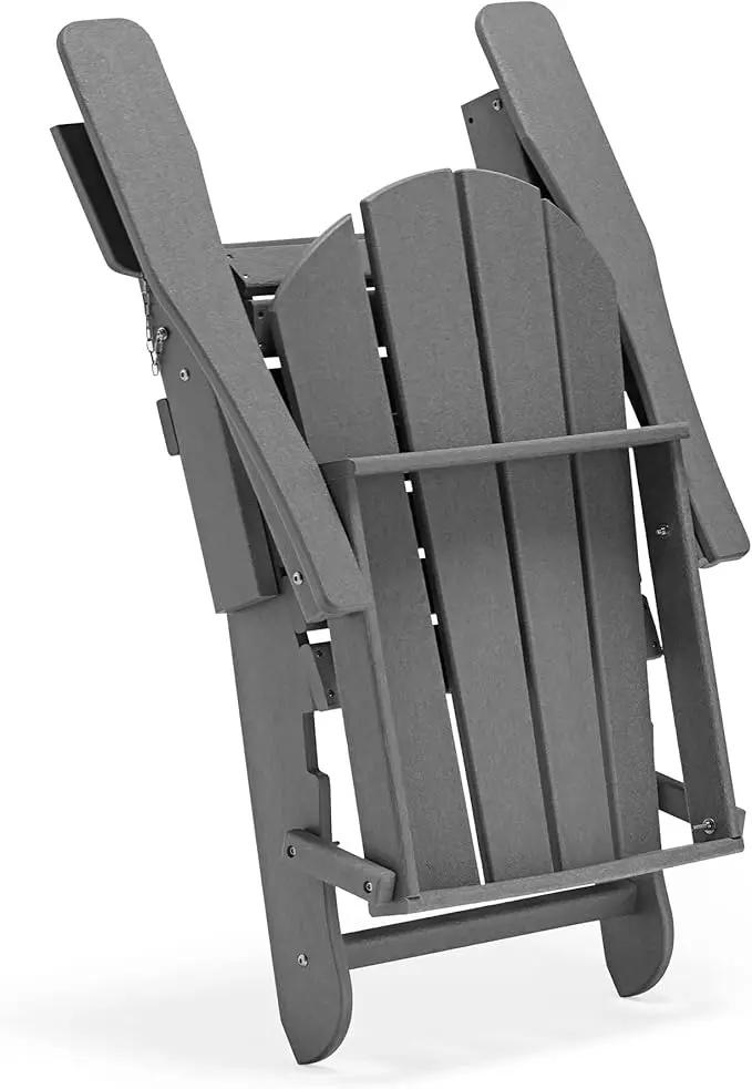 WO Home Furniture Adirondack Chairs Table Set of 3 PCS Outdoor Folding Chairs Side End Table Weather/UV Resistant for Lawn, Garden, Bon Fire, Balcony (Grey) by GreenHaven Gardens