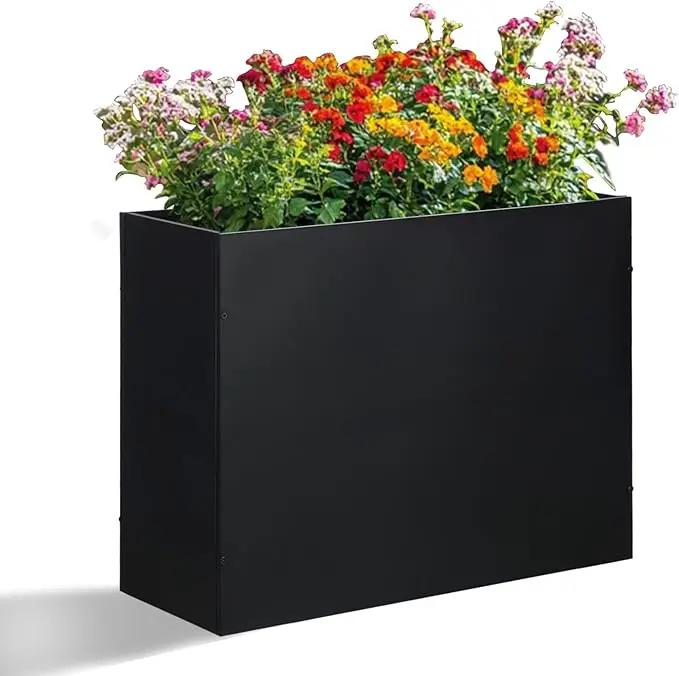 SUNNYPARK Large Metal Planter Box 32”x 12”x 24”, Rectangular Modern Black Metal Planter Box Heavy Duty with Drainage Holes for Outdoor Garden Patio by GreenHaven Gardens