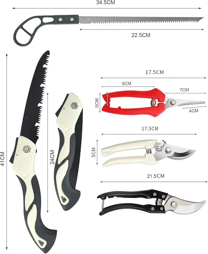 5 Piece Gardening Scissors Folding Saw Pruner Set with Pruner Saw Hand Garden Clippers Set by GreenHaven Gardens