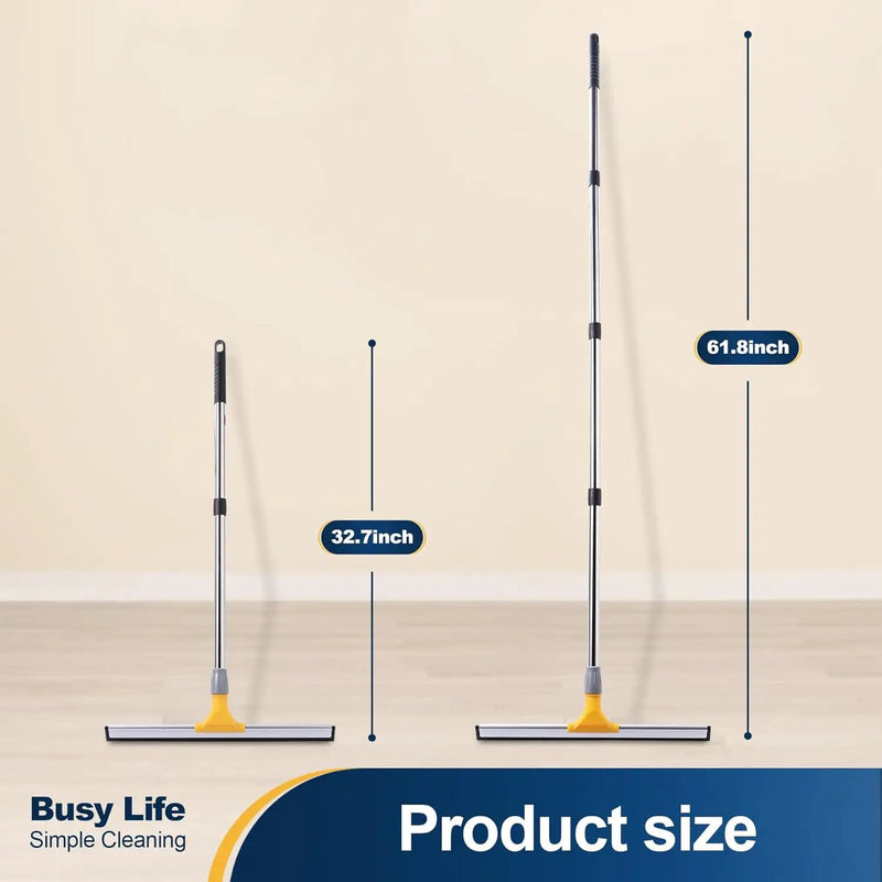 Yocada 17.7" Floor Squeegee Rubber TPR Blade Scrubber Broom 61.8inch Pole Household Broom for Garage Courtyard Shower Bathroom Floor Marble Glass Tile Water Foam Pet Hair Removal Cleaning by GreenHaven Gardens