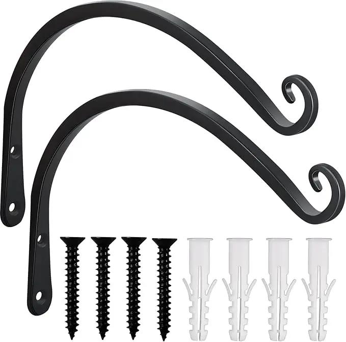Gtongoko 2 Pack 12 Inch Plant Hangers Outdoor Metal Hanging Plant Bracket Bird Feeder Plant Hooks for Hanging Flower Basket, Wind Chimes, Solar Lanterns, Black by GreenHaven Gardens