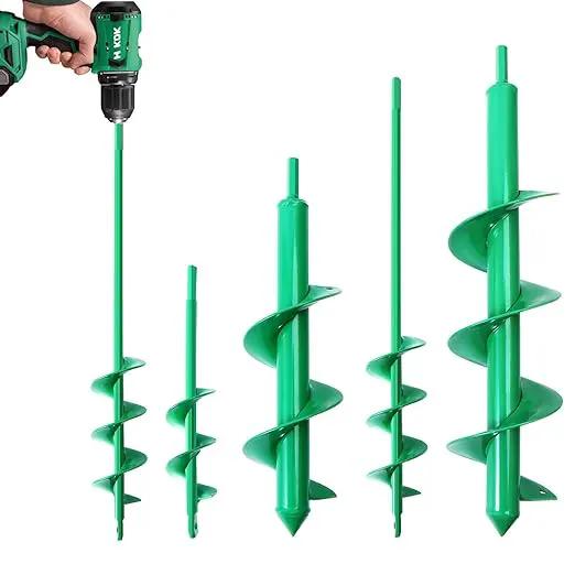 4 Pack Garden Ground Earth Spiral Drill Bit for 3/8" Hex Drive Drill, Auger Drill Bits for Bulbs Planting, Hole Digger Flowers,Bedding Digging Plant Rapid Planter Tool by GreenHaven Gardens