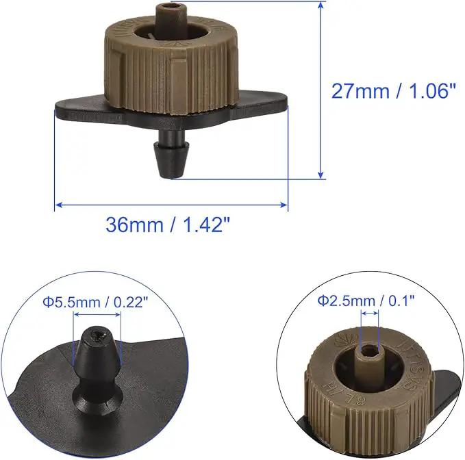 50 Pack Pressure Compensating Dripper - Garden Irrigation, Maintain Constant Flow & Drip Emitter, Apply to Outdoor Garden Lawn Tree (2 Gallon Per Hour, Black Brown) by GreenHaven Gardens