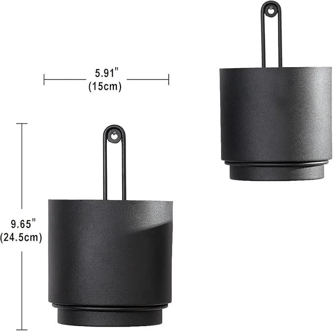 2 Pcs Wall Mounted Hanging Planters for Indoor and Outdoor Plants Wall Hanging Planters for Indoor Plants Modern Wall and Ceiling Planter Minimalist Flower Pot (Black-1, 5.91 inch) by GreenHaven Gardens