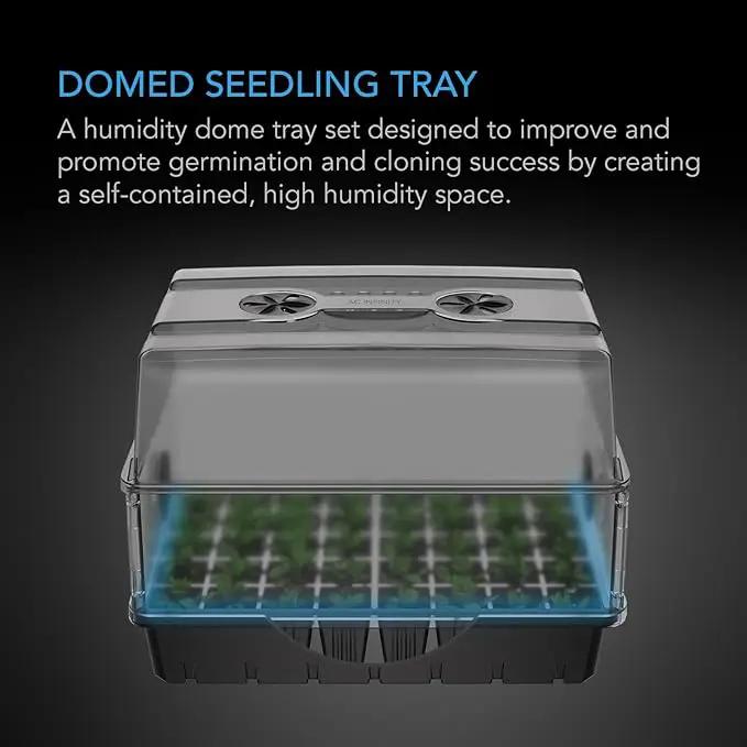 AC Infinity Humidity Dome, Germination Kit with Sturdy Drip Tray, 5x8 Cell Seedling Tray, and Vented Height Extension Panels, for Seed Starting, Propagation, Cloning Plants by GreenHaven Gardens