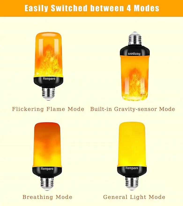 Hompavo 【Upgraded】 LED Flame Light Bulbs, 4 Modes Flickering Light Bulbs with Upside Down Effect, E26/E27 Flame Bulb for Halloween Christmas Party Patio Porch Home Indoor & Outdoor Decorations - 2 by GreenHaven Gardens