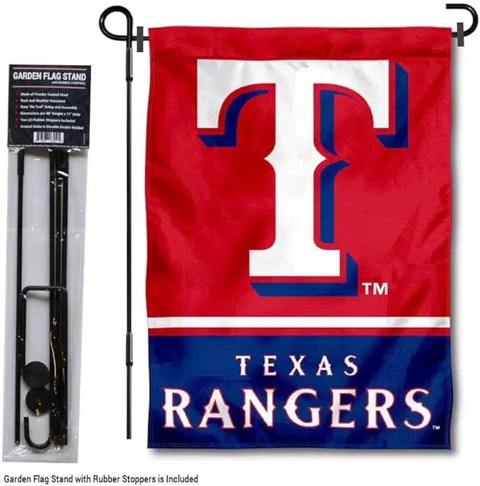 WinCraft Texas Rangers Garden Flag with Stand Holder by GreenHaven Gardens