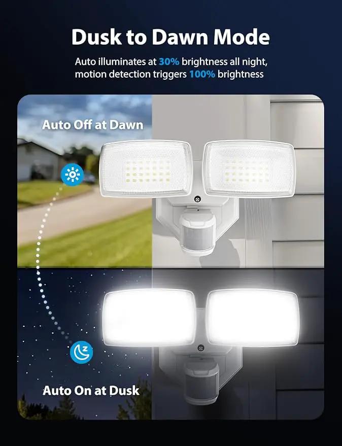 Onforu 32W 2 Head Motion Sensor Outdoor Lights, 3200LM 6500K LED Security Light, Dusk to Dawn, Motion Detector Light for Outside, IP65 Waterproof Flood Lights for Garage, Yard(White) by GreenHaven Gardens
