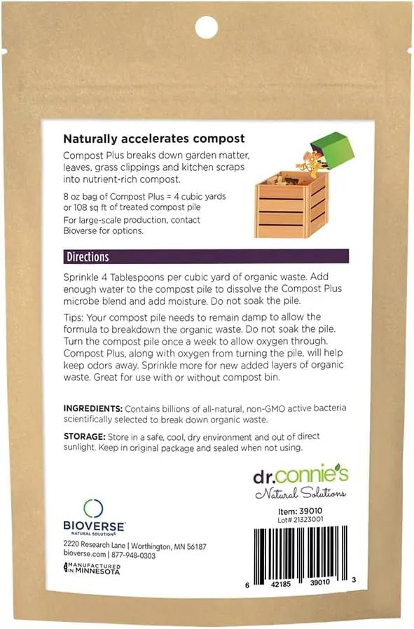 Dr. Connie’s Compost Plus 100x Concentrated Natural Compost Accelerator | Fast-Acting Microbe Blend for Indoor & Outdoor Bins, Tumblers, and Piles | Odour Control & Rapid Decomposition by GreenHaven Gardens