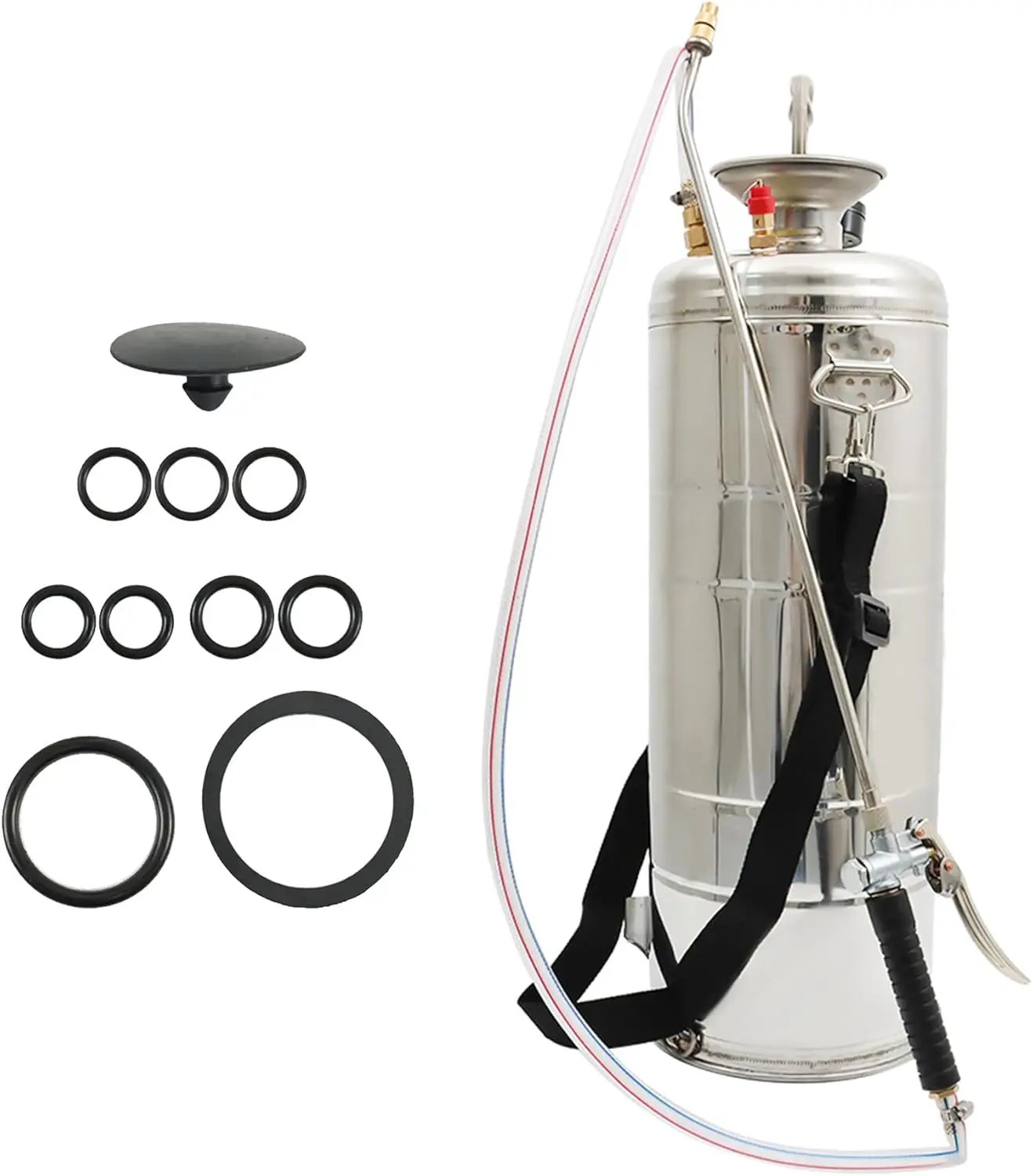 Hand Pump Sprayer Stainless Steel Sprayer for Indoor and Outdoor 1 Gallon Sprayer 12 in Wand 3.3 FT Hose by GreenHaven Gardens