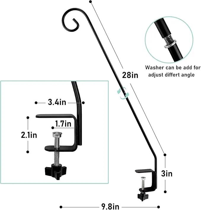 MIXXIDEA 2 Packs Heavy Duty Deck Rail Pole Deck Hook, Extensible and Adjustable Deck Hook for Hanging Bird Feeder, Plants, Suet Baskets,Wind Chimes,Lanterns by GreenHaven Gardens