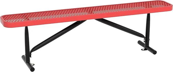 6 Feet Heavy Duty Metal Park Bench for Outside, Outdoor Bench with Portable Frame, Commercial Benches for Shopping Mall, Store, Park, Patio, Deck, Red by GreenHaven Gardens