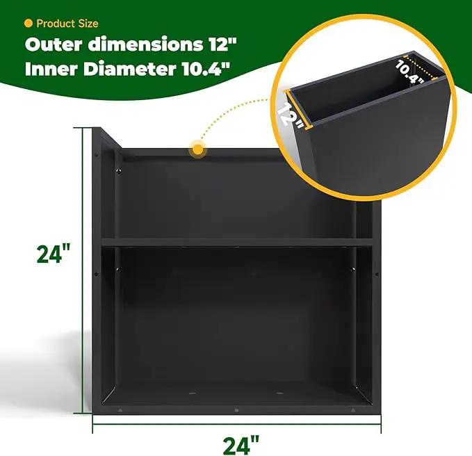 Black Steel Metallic Heavy Planter for Outdoor Plants 24"x12"x24" Outdoor Metal Planter Spliced Flower Pot with Partitions for Outside,Indoor,Garden (Black, 24 * 12 * 24) by GreenHaven Gardens