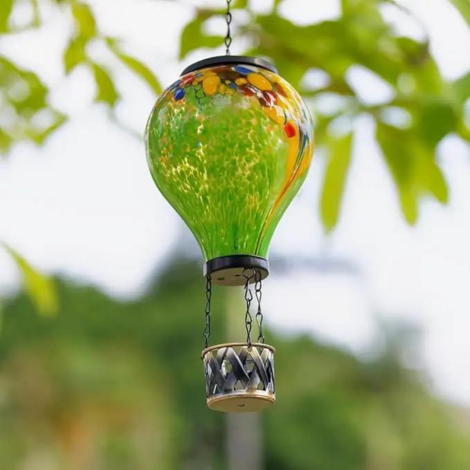 Starsoul 2 PC Hot Air Balloon Solar Lantern Tie-Dye Style Glass Outdoor Hanging Solar Hot Air Balloon Lantern with Flame Light Waterproof for Garden Yard Patio Decor by GreenHaven Gardens