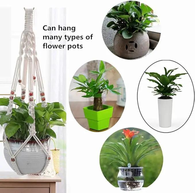 Belit 2 Pack Macrame Plant Hangers Indoor Hanging Planter Basket Decorative Flower Pot Holder Rope for Indoor Outdoor Home Decor by GreenHaven Gardens