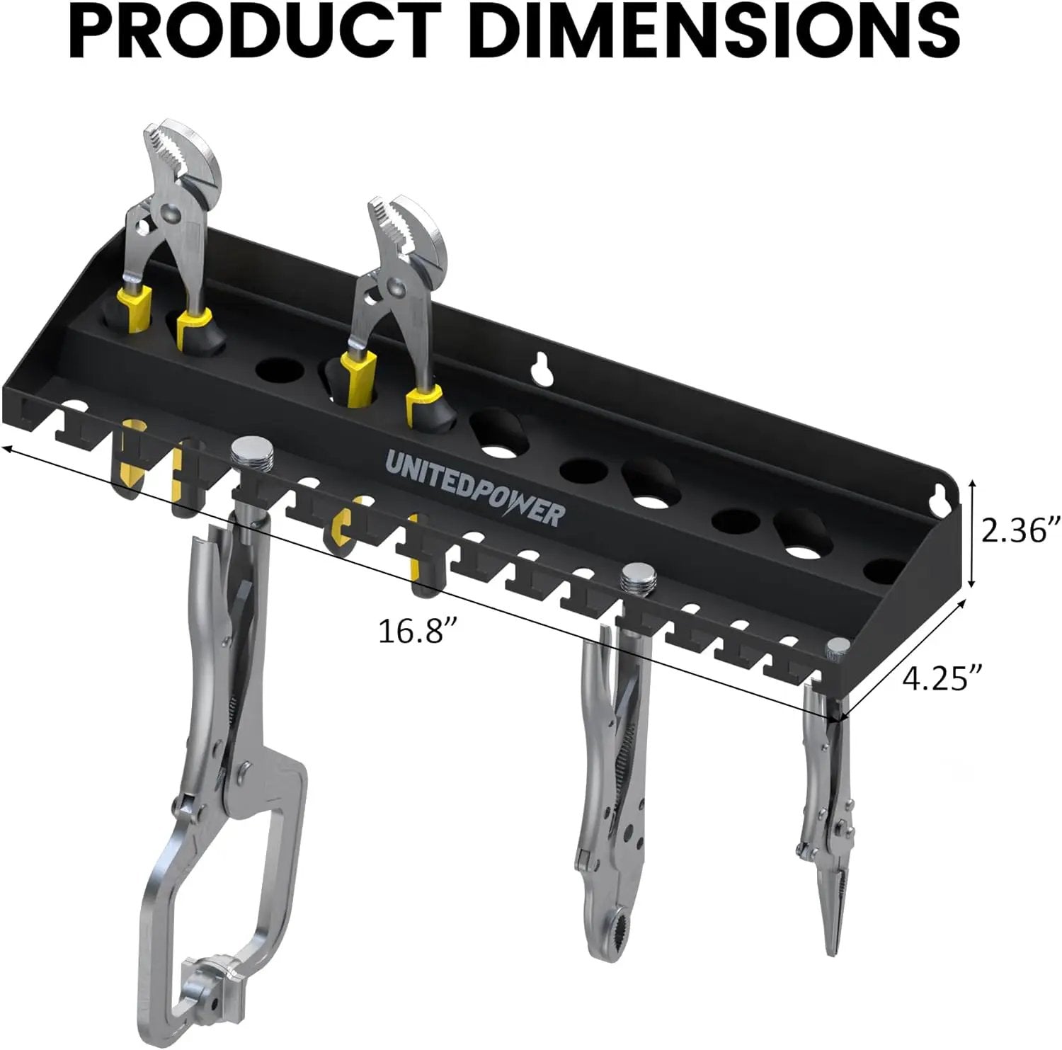 UNITEDPOWER Vise Grip Holder, Wall Mount Pliers Storage Rack Organizer for Workshop, Shed, Garage, Stores up to 15 Vises or 11 Pliers by GreenHaven Gardens