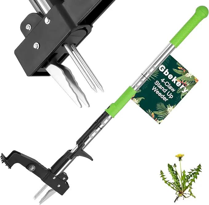 4-Claw Weed Puller Tool Stand Up Heavy Duty, 40'' Long Weeding Tool with Long Handle Stainless Steel Claws Gardening Weed Pulling Tool for Lawn and Garden by GreenHaven Gardens