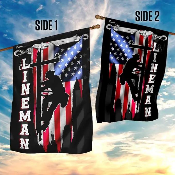 Flags-Lineman Flag MLH896F, Garden Flag (11.5" x 17.5")-USA House Garden Flags Premium Polyester-Decorative Outdoor Flags by GreenHaven Gardens