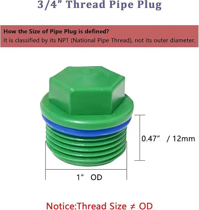 3/4” PT Male Threaded Pipe Plug, PPR Pipe End Caps and Plugs Fittings for Garden Irrigation Tubing Stopper RV Water Supply Lines Bulkhead Fitting (OD: 1 Inch) by GreenHaven Gardens