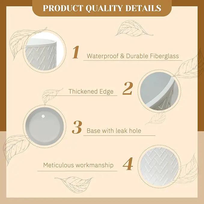 12 Inch Flower Pot Without Bracket with Drainage Holes Suitable for Indoor and Outdoor Decorative Planting (White Rectangle, 12 Inches) by GreenHaven Gardens