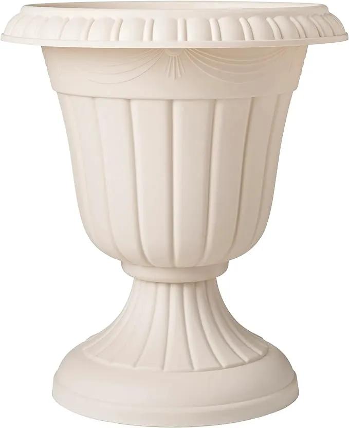 PL20BG Classic Traditional Plastic Urn Planter Indoor/Outdoor, 10" x 12", (Beige) by GreenHaven Gardens