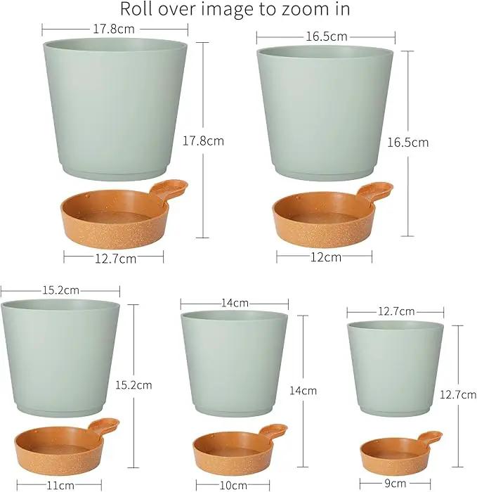 GARDIFE Plant Pots 7/6.5/6/5.5/5 Inch Self Watering Planters with Drainage Hole, Plastic Flower Pots, Nursery Planting Pot for All House Plants, African Violet, Flowers, and Cactus,Green by GreenHaven Gardens
