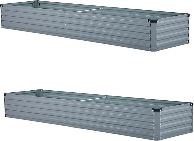 6x1.5x1ft(2 Pack) Galvanized Raised Garden Bed,Outdoor Planter Box Metal Patio Kit Planting Bed for Vegetables Flowers Herb,Grey by GreenHaven Gardens