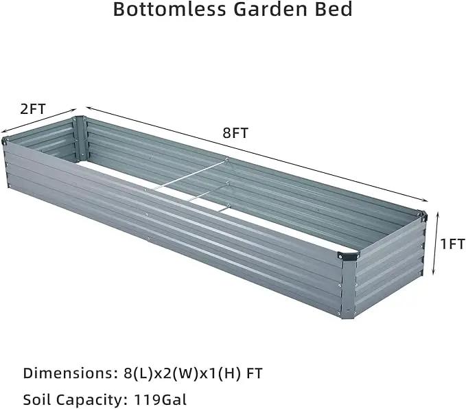2 Pack 8x2x1FT Galvanized Raised Garden Beds Kit Outdoor Metal Gardening Planter Box for Vegetable Elevated Flower Herbs,Gray by GreenHaven Gardens