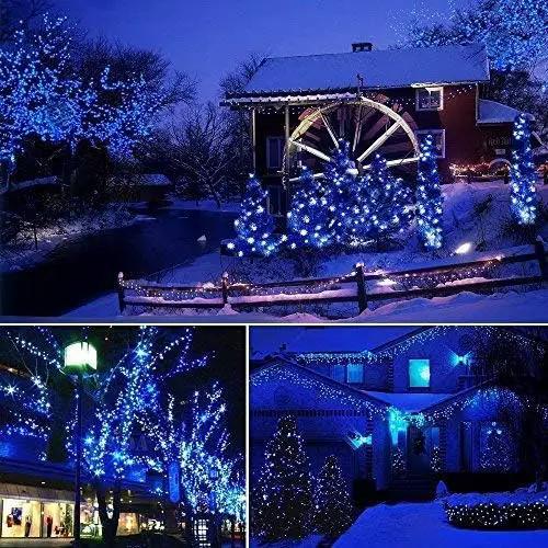 Toodour Solar Christmas Lights, 2 Packs Total 144ft 400 LED 8 Modes Solar String Lights, Waterproof Solar Outdoor Christmas Lights for Garden, Patio, Fence, Balcony, Christmas Tree Decor - Blue by GreenHaven Gardens